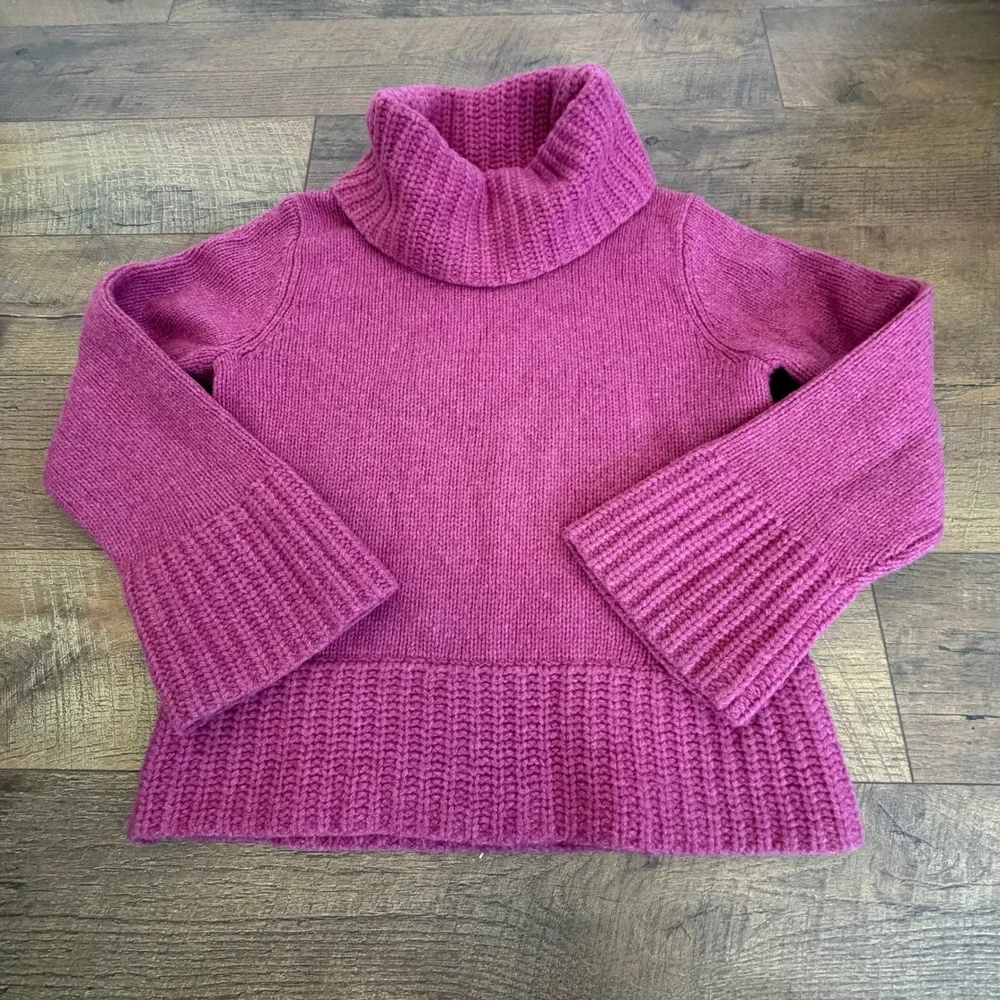 J. Crew‎ Pink Wool Cowl Neck Sweater Size Petite Medium